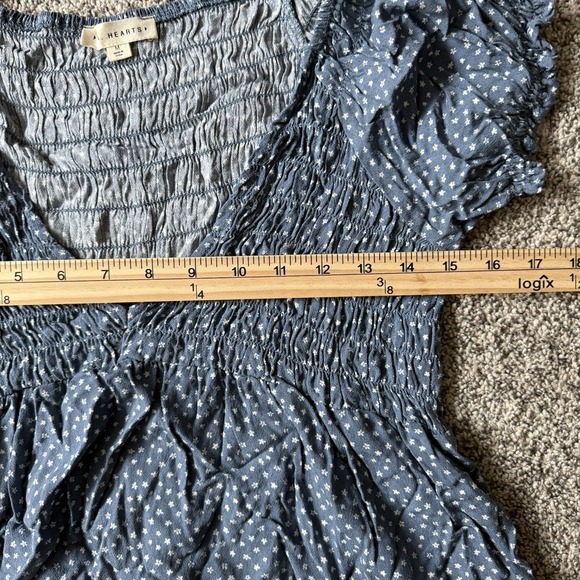 Pacsun L.A Hearts Blue Floral Babydoll Cropped Top Women's Medium - Picture 5 of 7